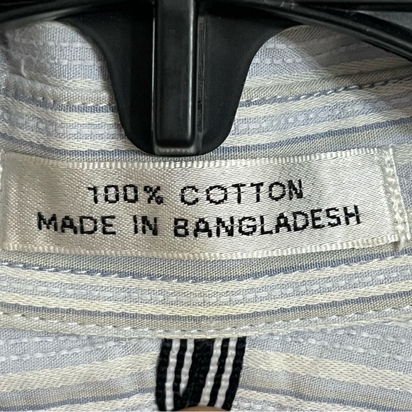 Men’s Geoffrey Beene Dress Shirt Blue White Stripes Size Large 16-16.5 - Picture 4 of 10